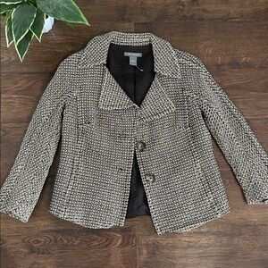 Ann Taylor Brown Blazer Jacket | Patterned Brown Jacket | Business Casual | Wool